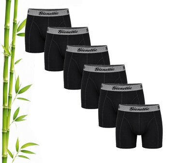 6-pack Bamboe Gionettic Heren boxershorts Zwart