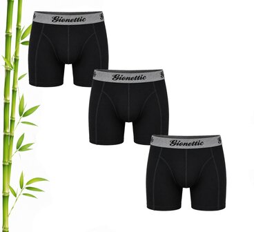 Bamboe Gionettic 3-pack  Heren boxershorts Zwart