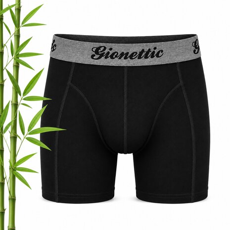 6-pack Bamboe Gionettic Heren boxershorts Zwart