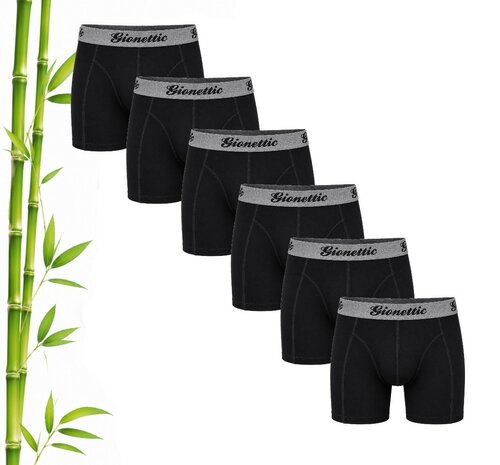 6-pack Bamboe Gionettic Heren boxershorts Zwart