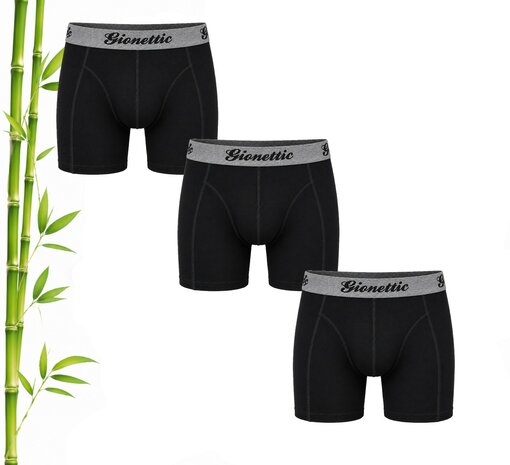 Bamboe Gionettic 3-pack  Heren boxershorts Zwart