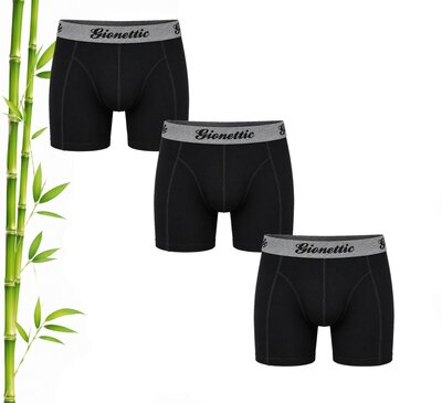 Bamboe Gionettic 3-pack  Heren boxershorts Zwart